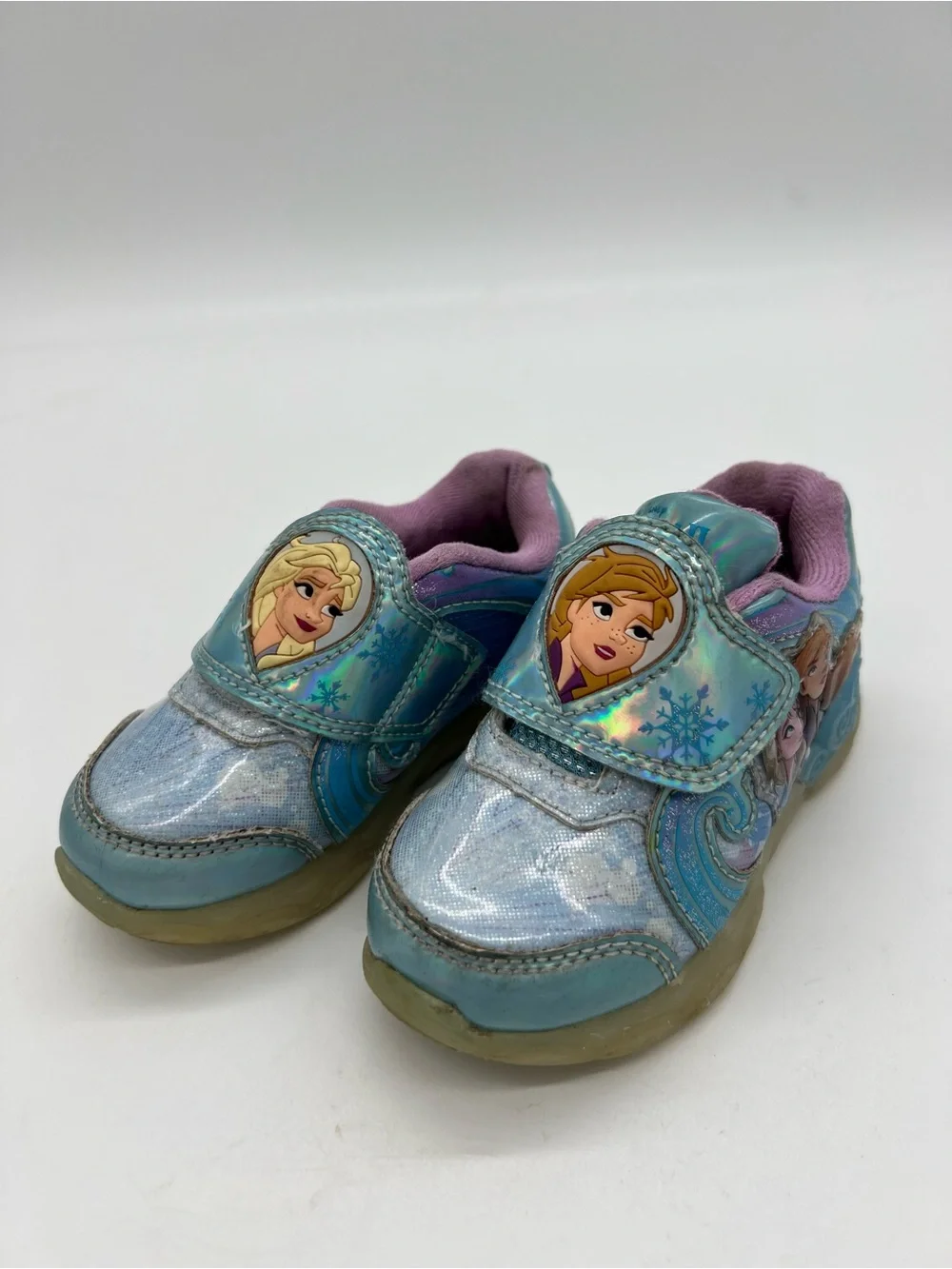Disney Frozen Anna Elsa Blue Slip on Hook & Loop Sneakers Sz 7